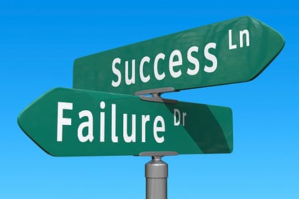 Success And Failure intersection image for blog post written by Peter Chordas for Make a Living Writing