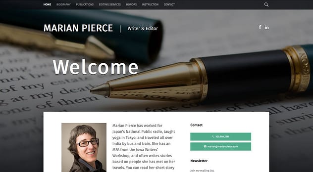 Marian Pierce's Website, designed by Peter Chordas